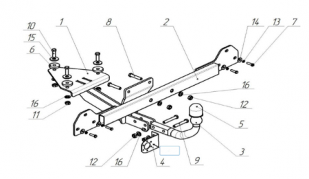 Фаркоп 7611-A Oris на Chery Tiggo 2 2017-2019 без выреза в бампере. Тип шара: A. Нагрузки: 1200/75 кг, масса фаркопа 16,4 кг (без электрики в комплекте) от магазина ФаркопРос